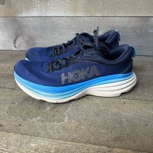 Hoka One One Bondi 8 Mens Size 11 Blue White Athletic Running Shoes 1123202 OSAA